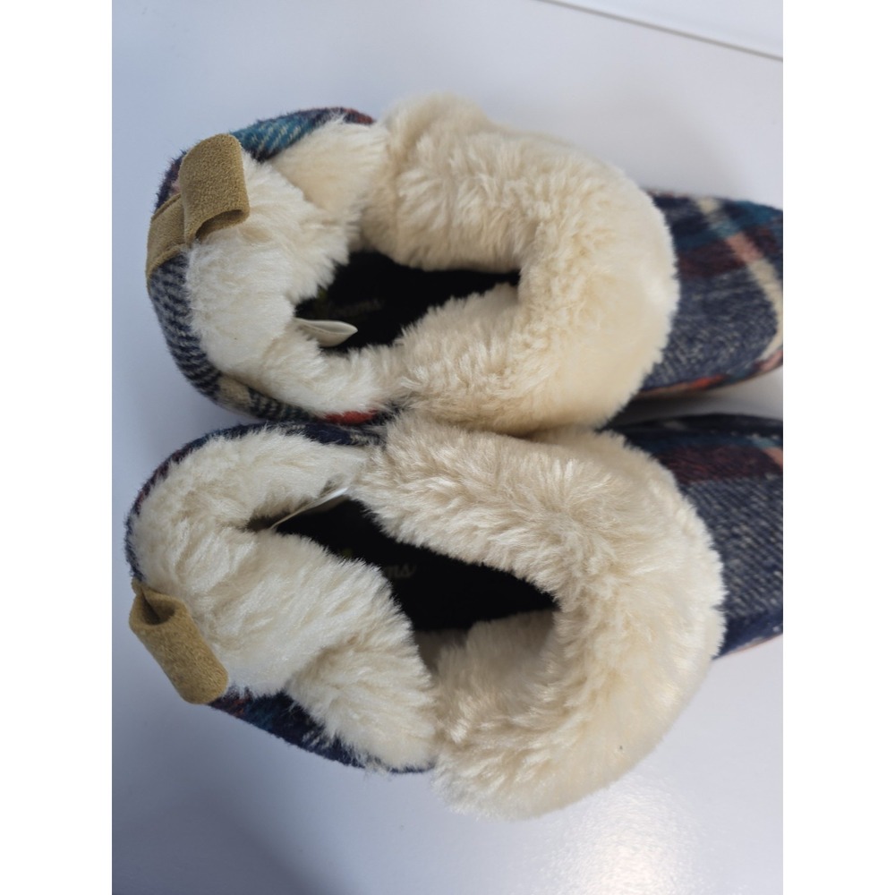 Dearfoams Alpine Moritz Plaid Bootie Slipper Women Size 11/12 Orange Blue Beige - Picture 4 of 6